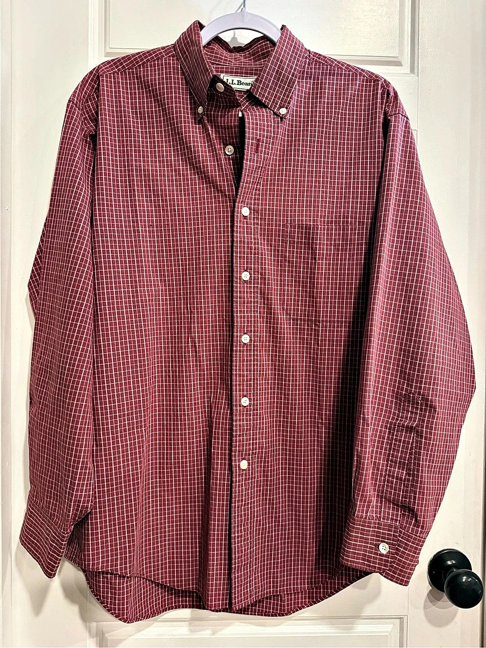 L.L.Bean Men's Checkered Cotton Blend Size Medium Like New Red White